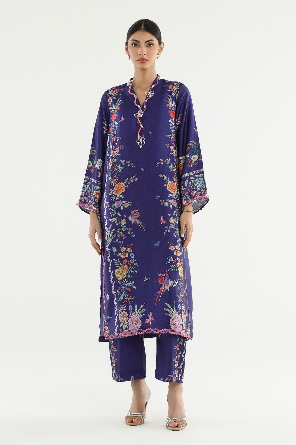 Stitched Printed Satin Shirt+ Culotte Main image