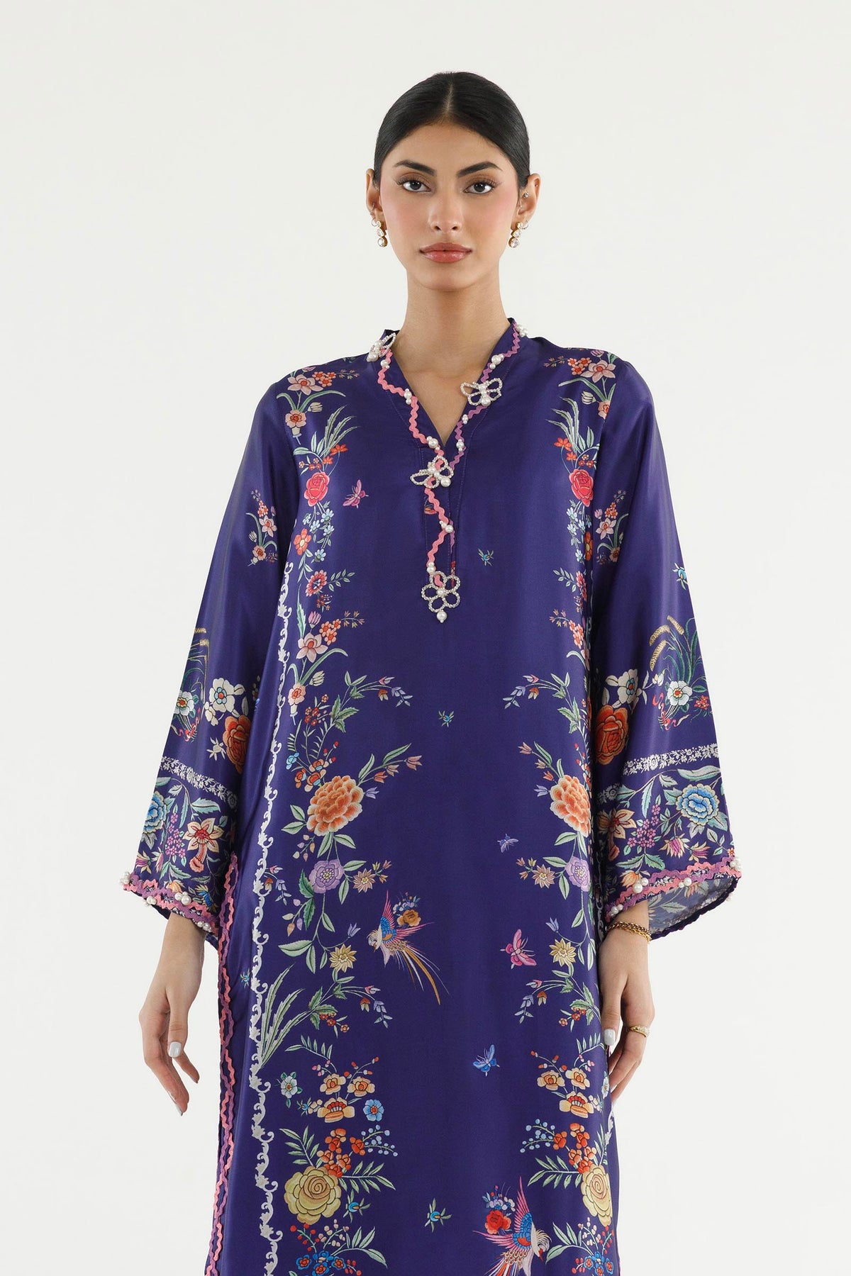Stitched Printed Satin Shirt+ Culotte