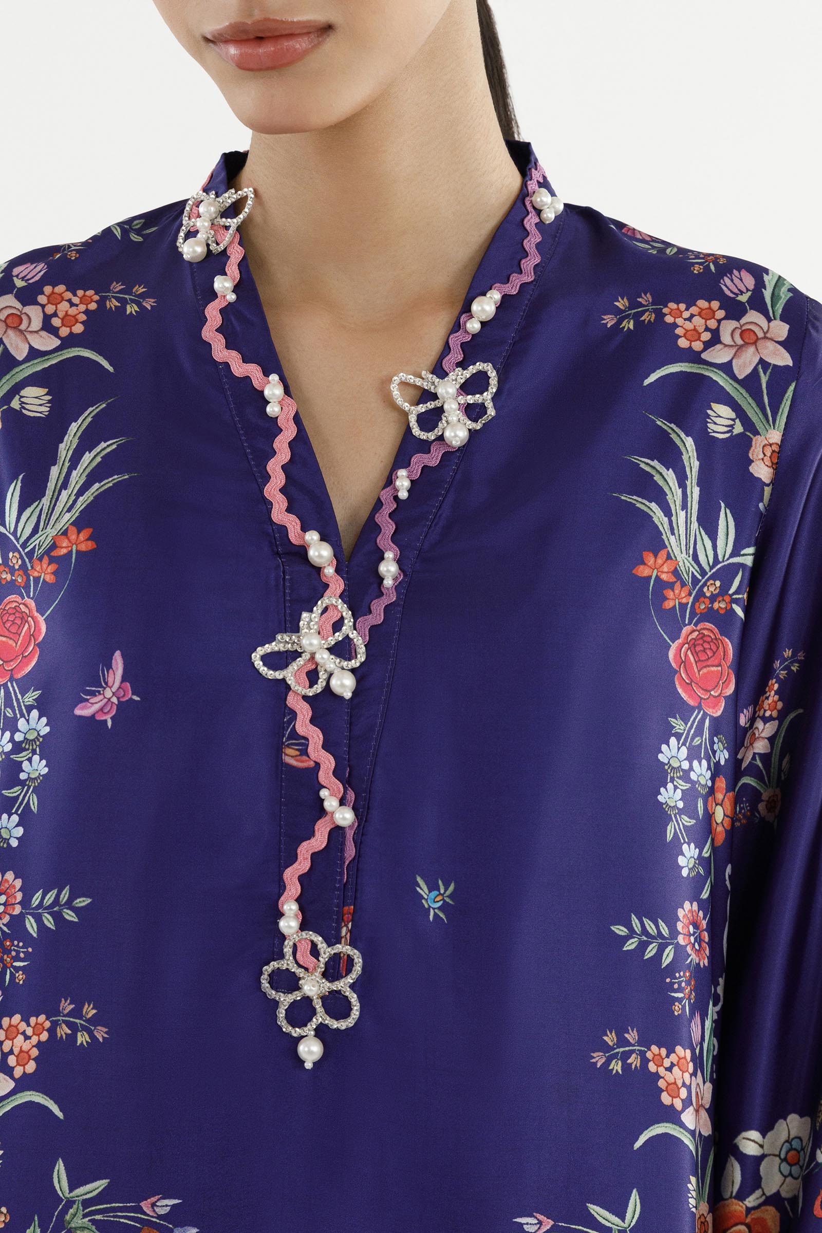 Stitched Printed Satin Shirt+ Culotte Secondary image