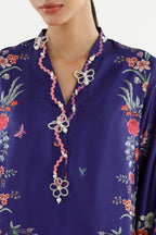 Stitched Printed Satin Shirt+ Culotte