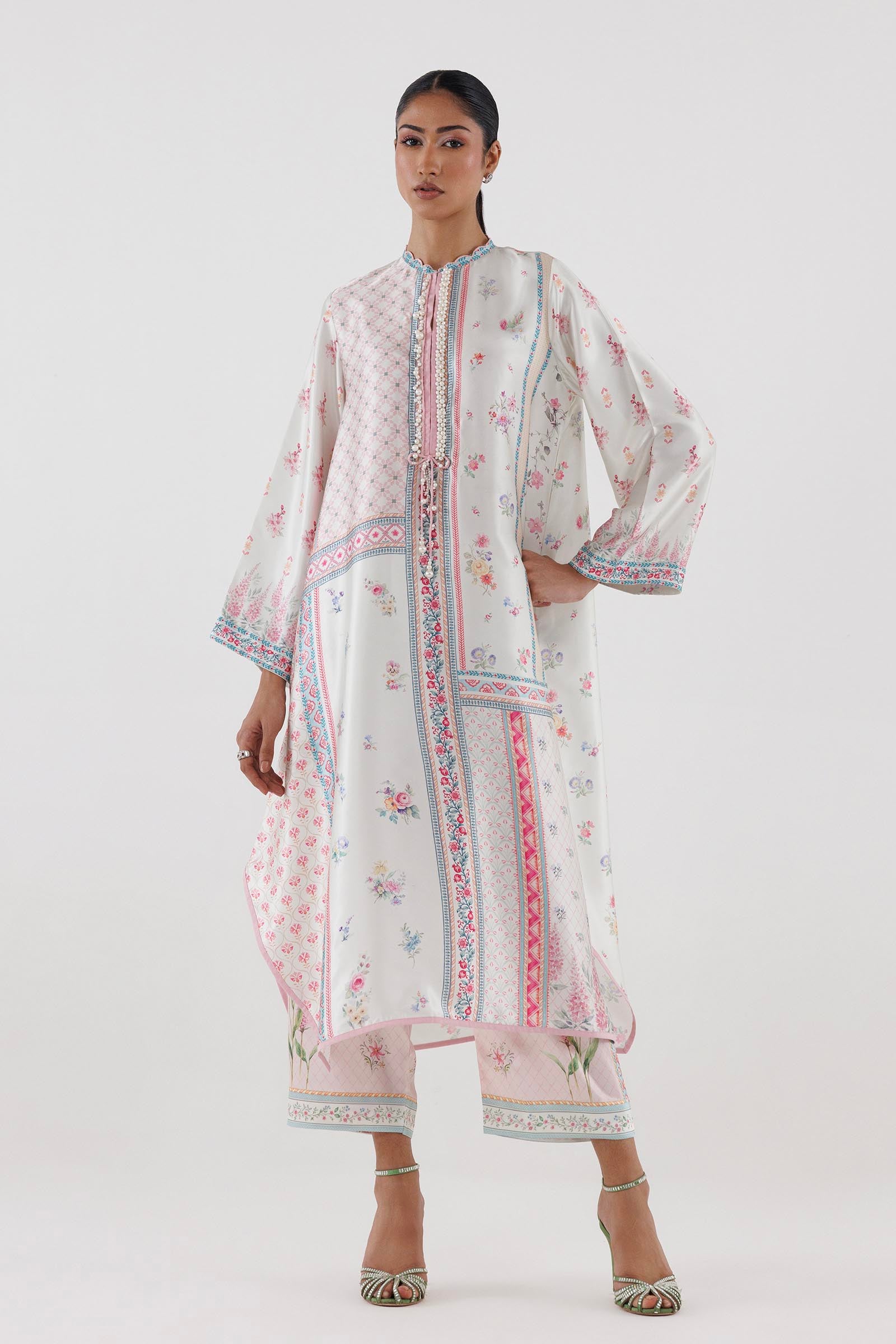 Stitched Printed Satin Shirt+ Culotte