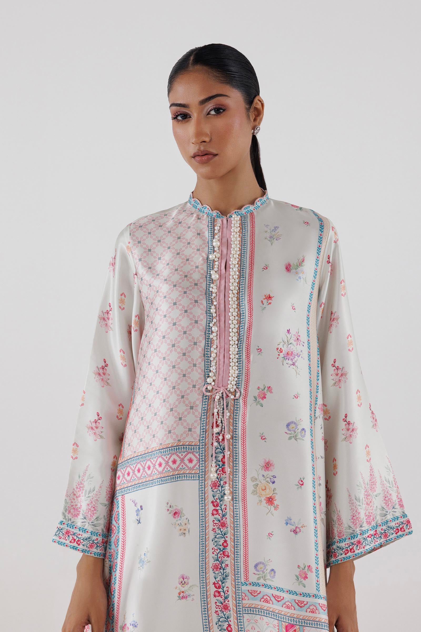 Stitched Printed Satin Shirt+ Culotte Secondary image