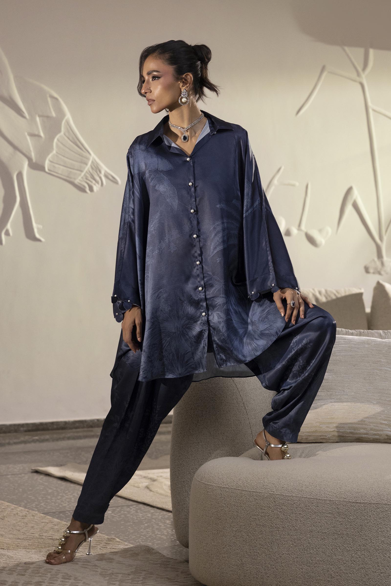 Stitched Printed Satin Shirt+  Shalwar Secondary image