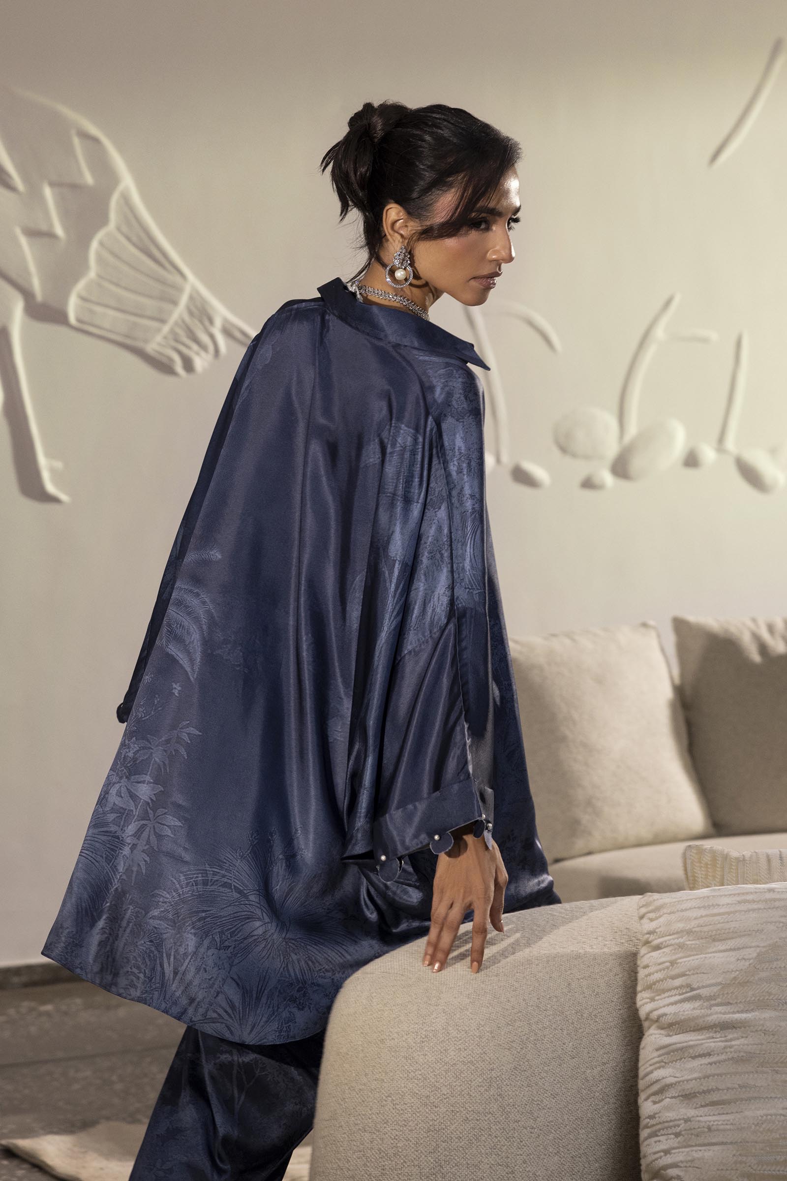 Stitched Printed Satin Shirt+  Shalwar