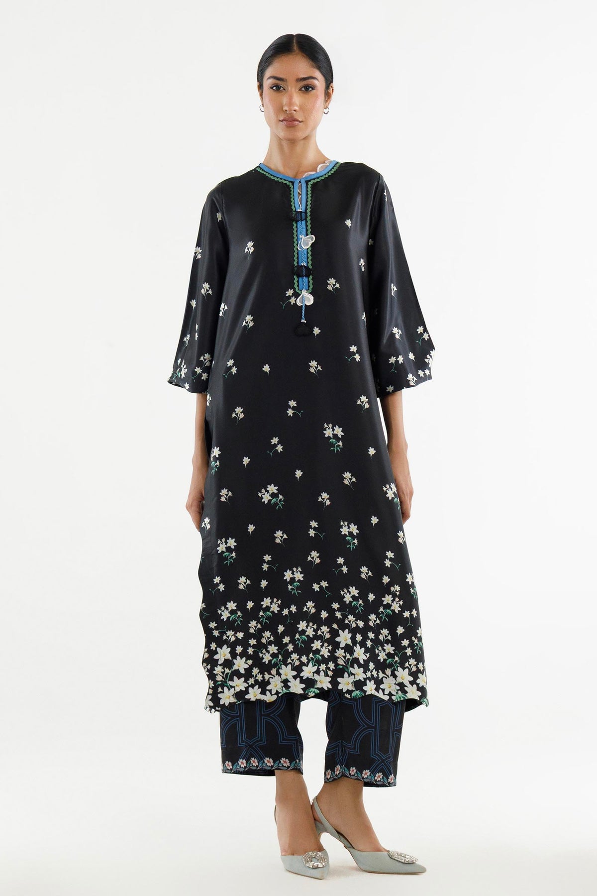 Stitched Printed Satin Shirt+ Culotte Main image