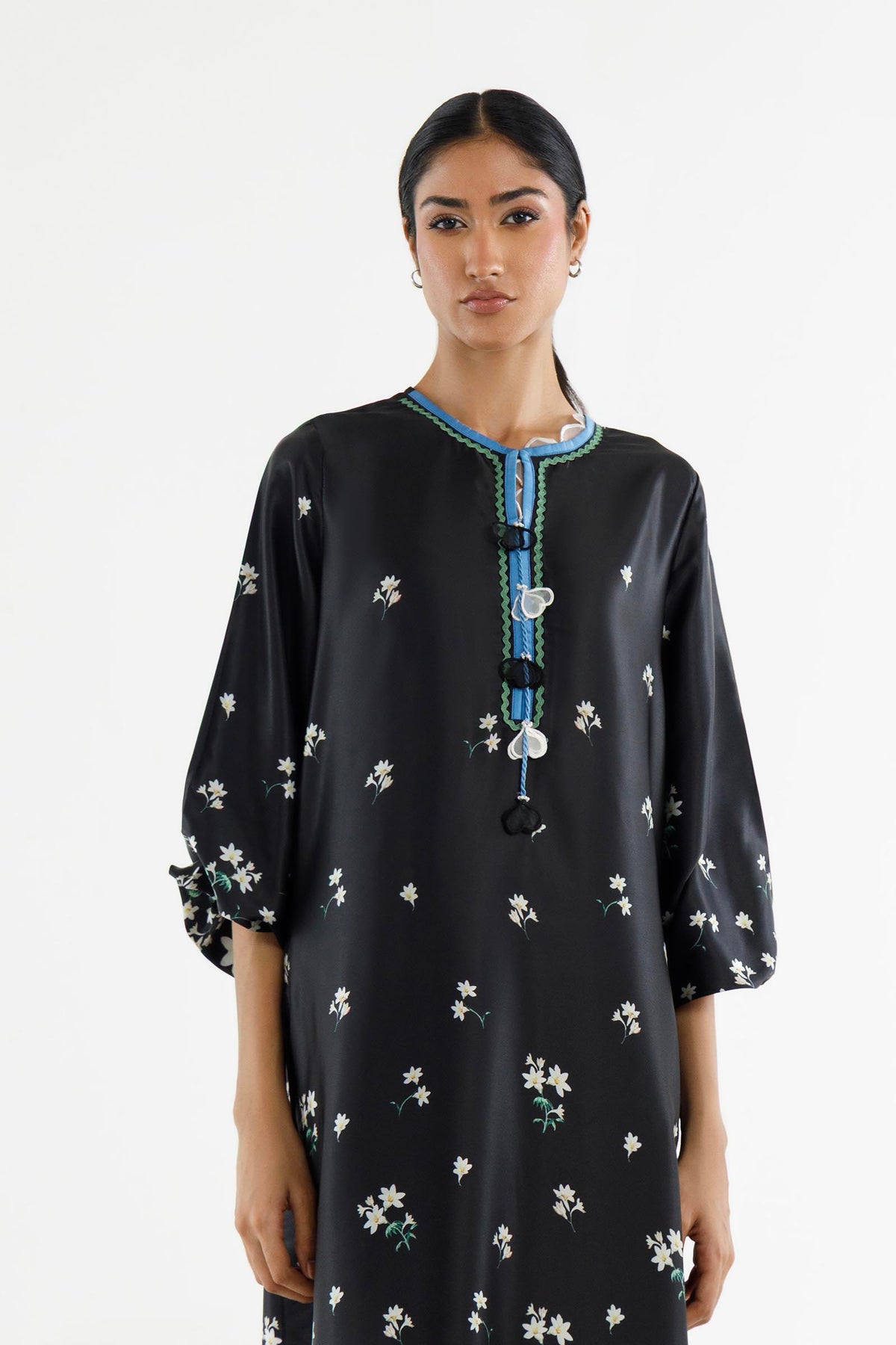 Stitched Printed Satin Shirt+ Culotte