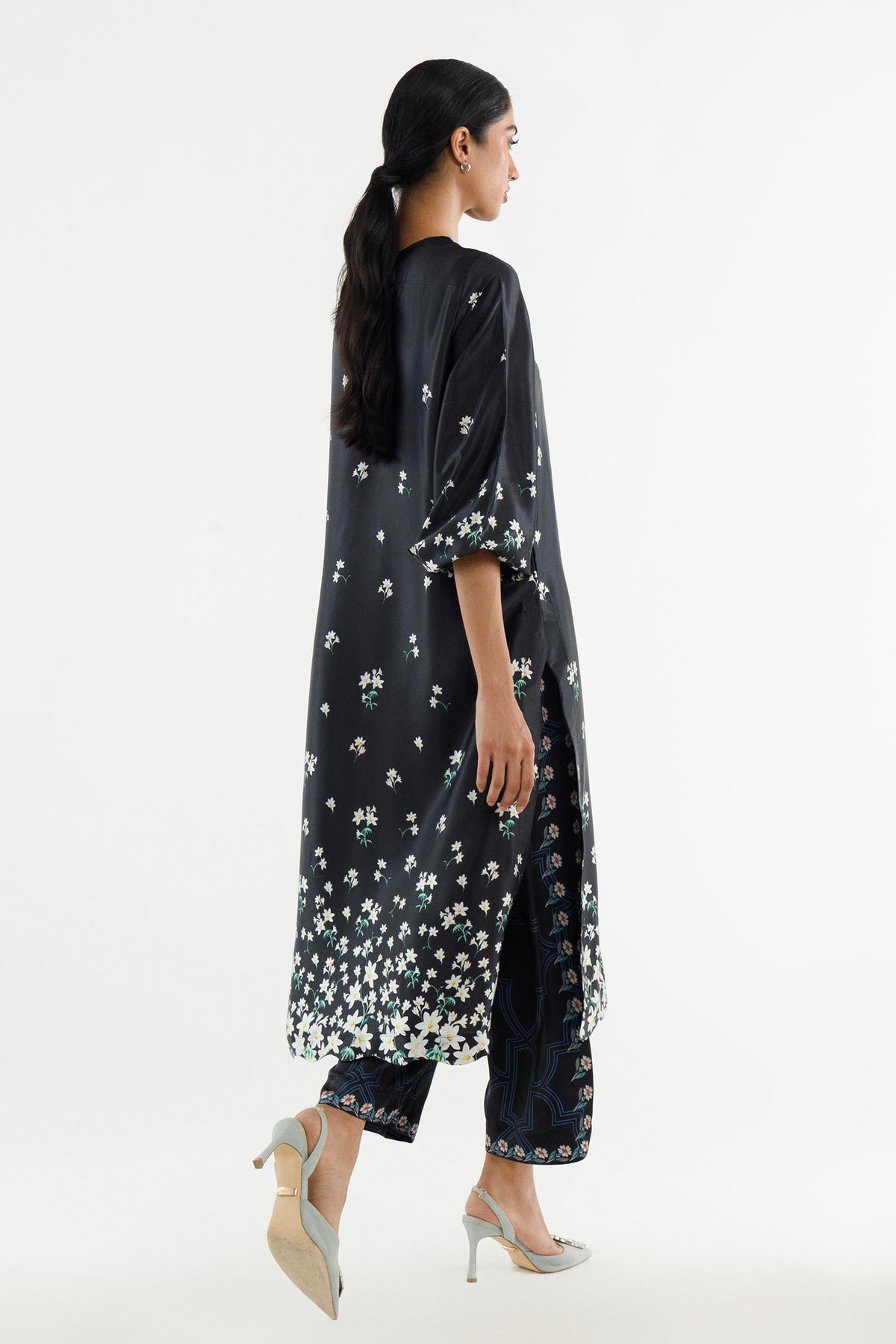 Stitched Printed Satin Shirt+ Culotte