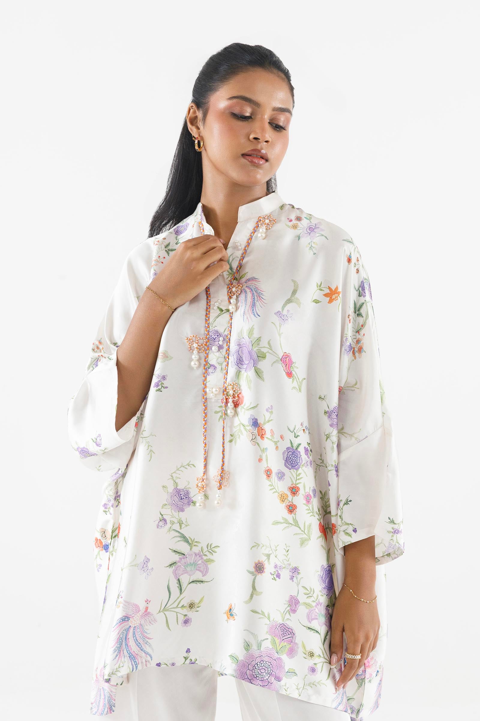 Stitched Printed Satin Shirt+  Culotte Secondary image