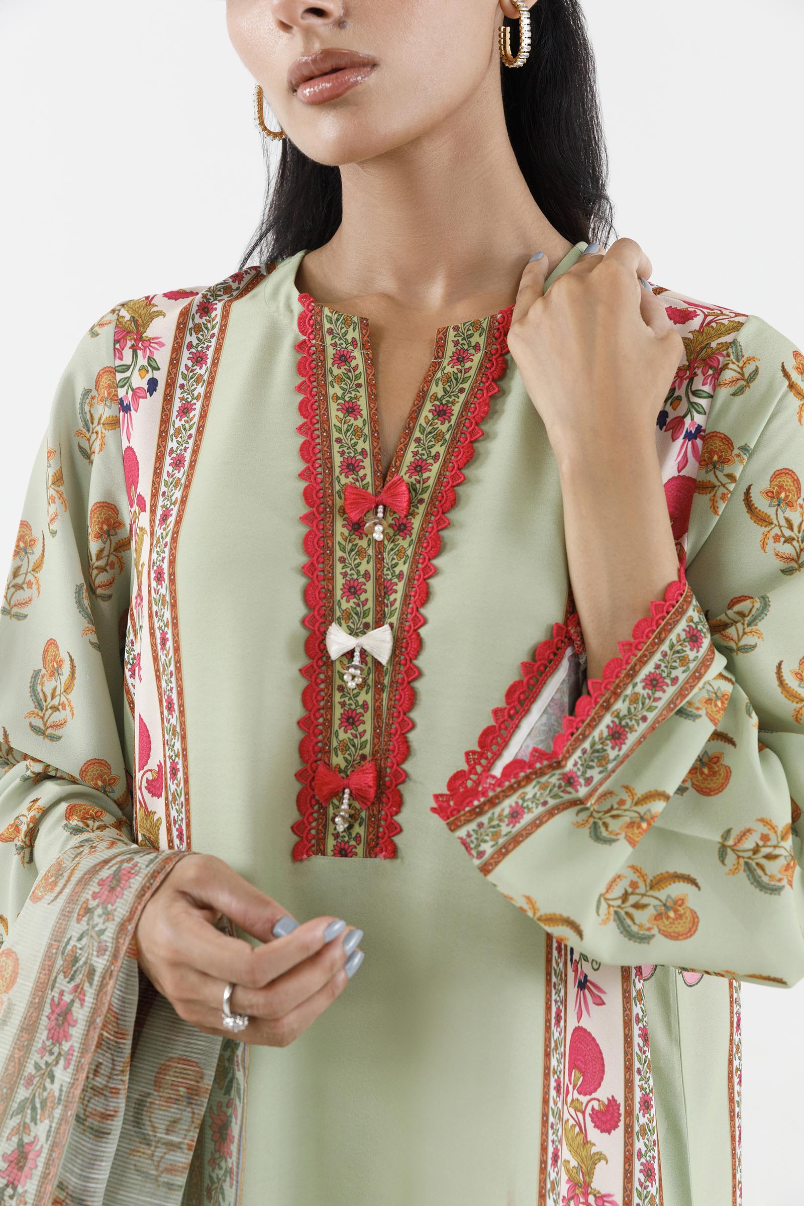 Stitched Printed Crepe Shirt+ Dupatta Secondary image