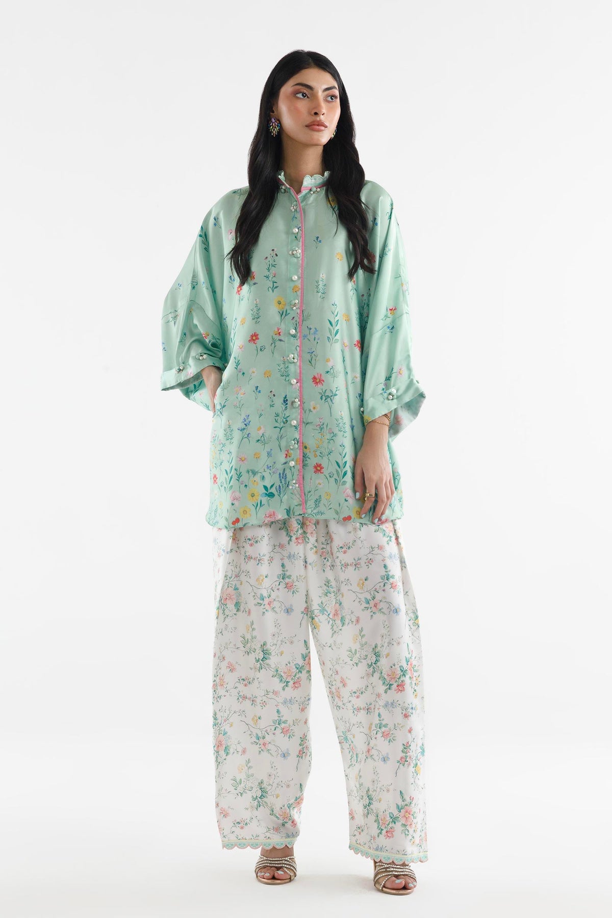 Stitched Printed Satin Shirt+ Shalwar Main image