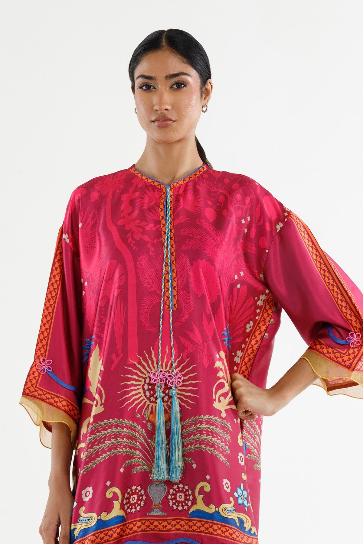 Stitched Printed Satin Shirt+ Culotte