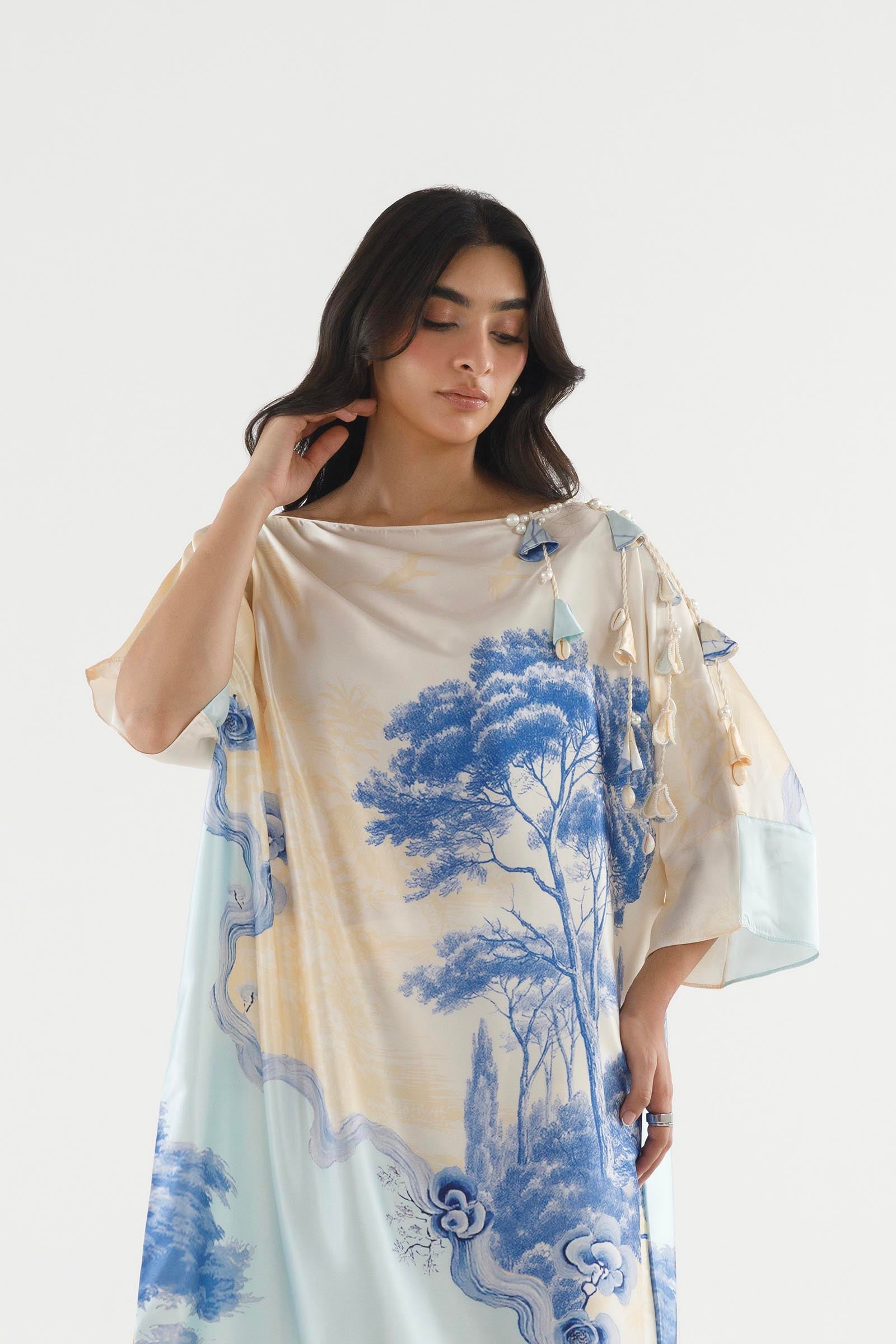 Stitched Printed Satin Shirt+ Culotte