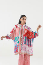 Stitched Printed Satin Shirt+ Culotte