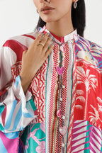 Stitched Printed Satin Shirt+ Culotte