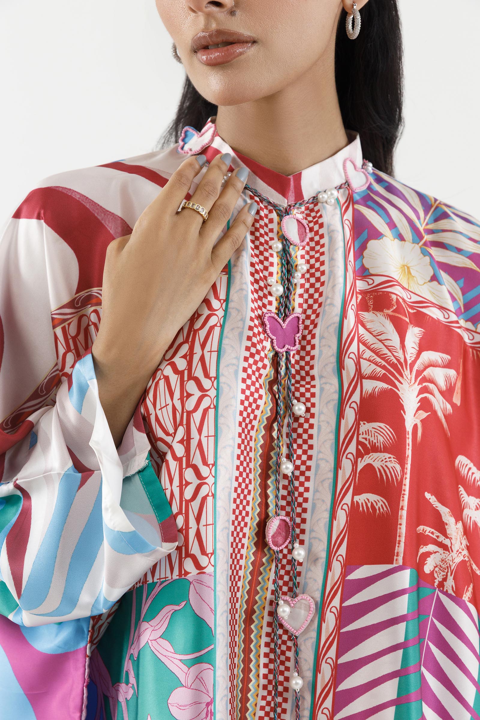 Stitched Printed Satin Shirt+ Culotte