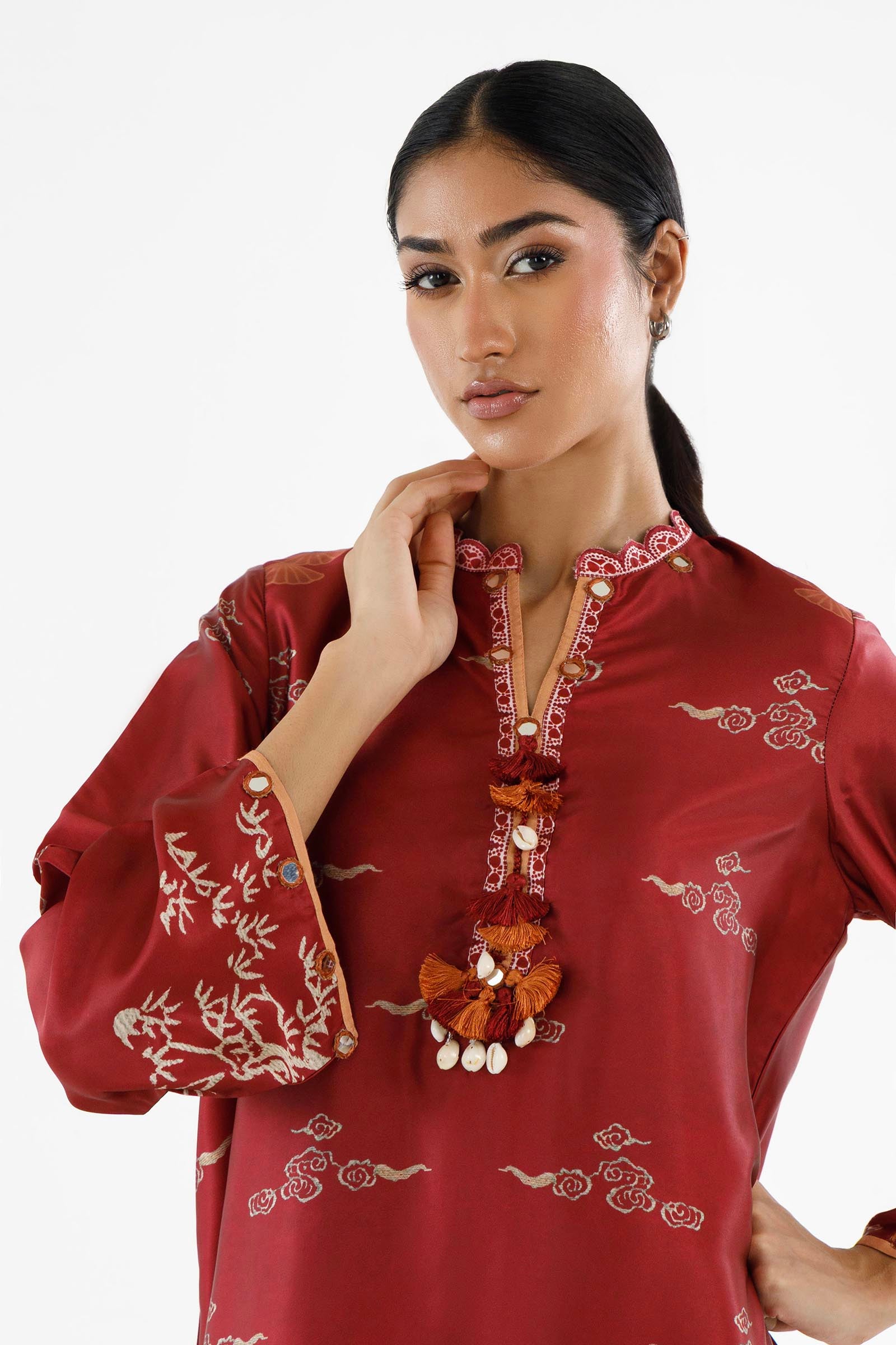 Stitched Printed Satin Shirt+ Culotte Secondary image