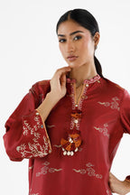 Stitched Printed Satin Shirt+ Culotte