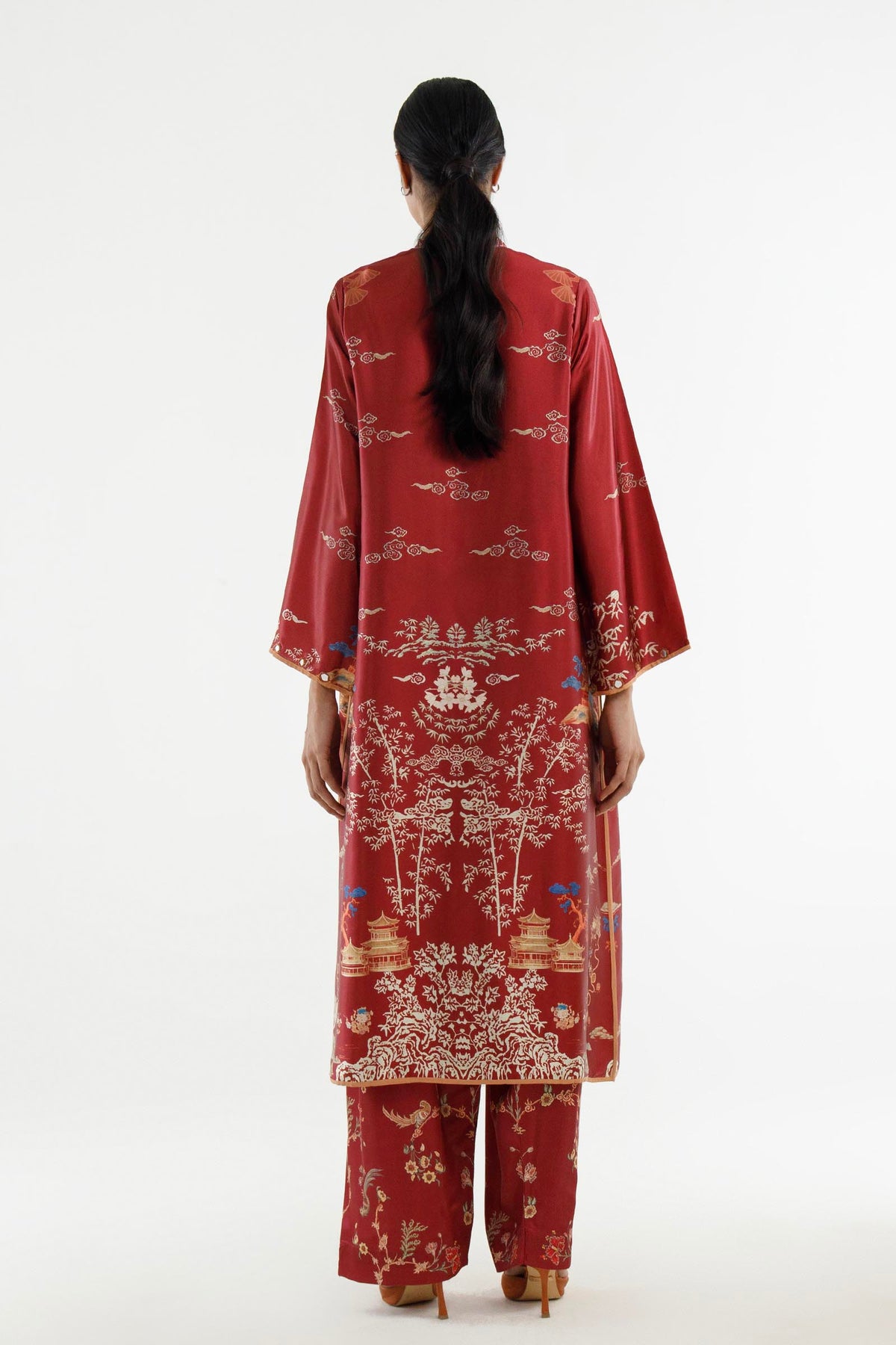 Stitched Printed Satin Shirt+ Culotte