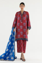 Stitched Printed Satin Suit