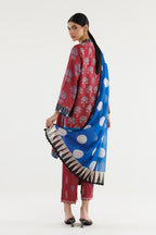Stitched Printed Satin Suit