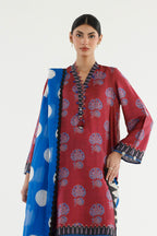 Stitched Printed Satin Suit
