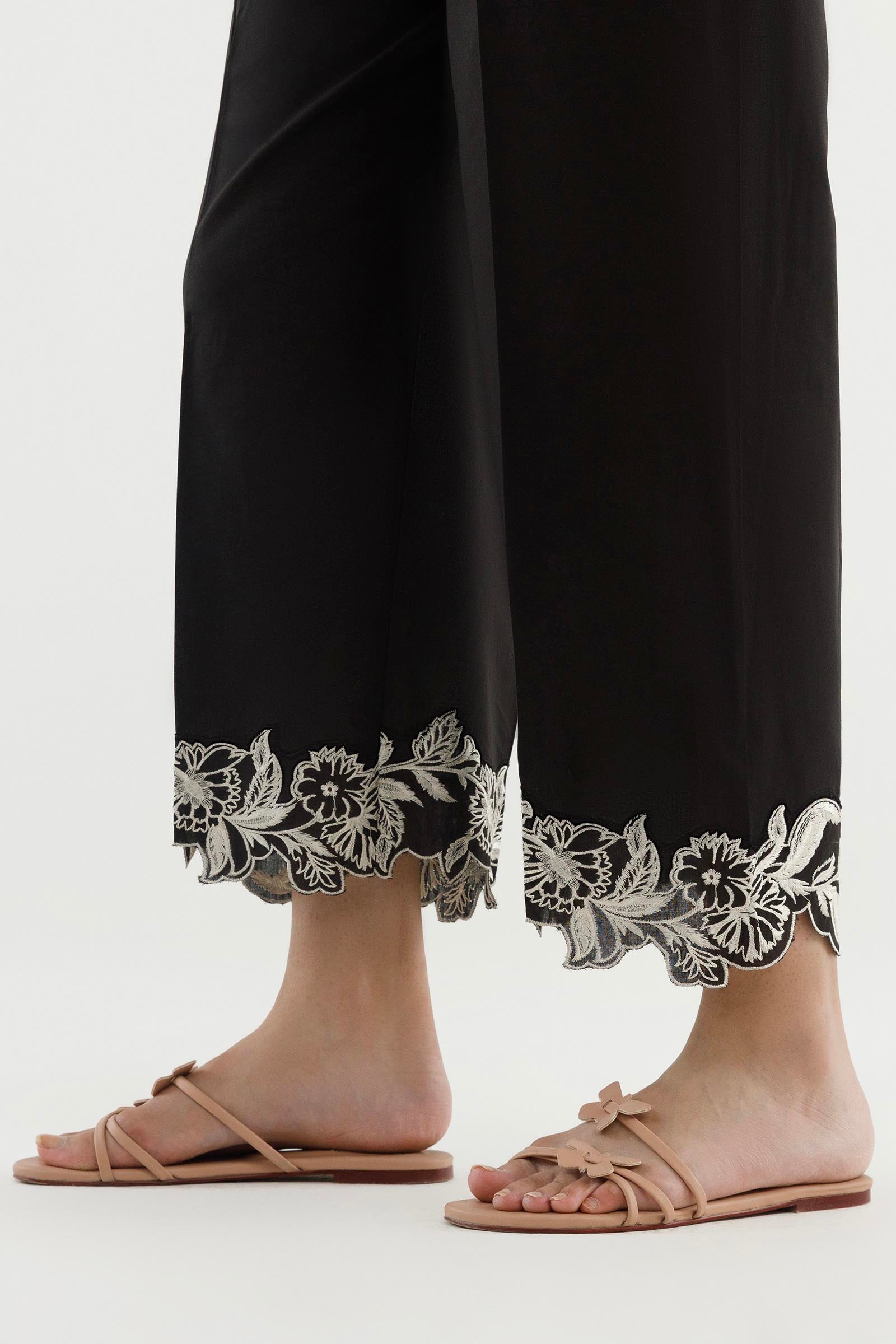 Stitched Embroidered Lawn Shalwar Secondary image