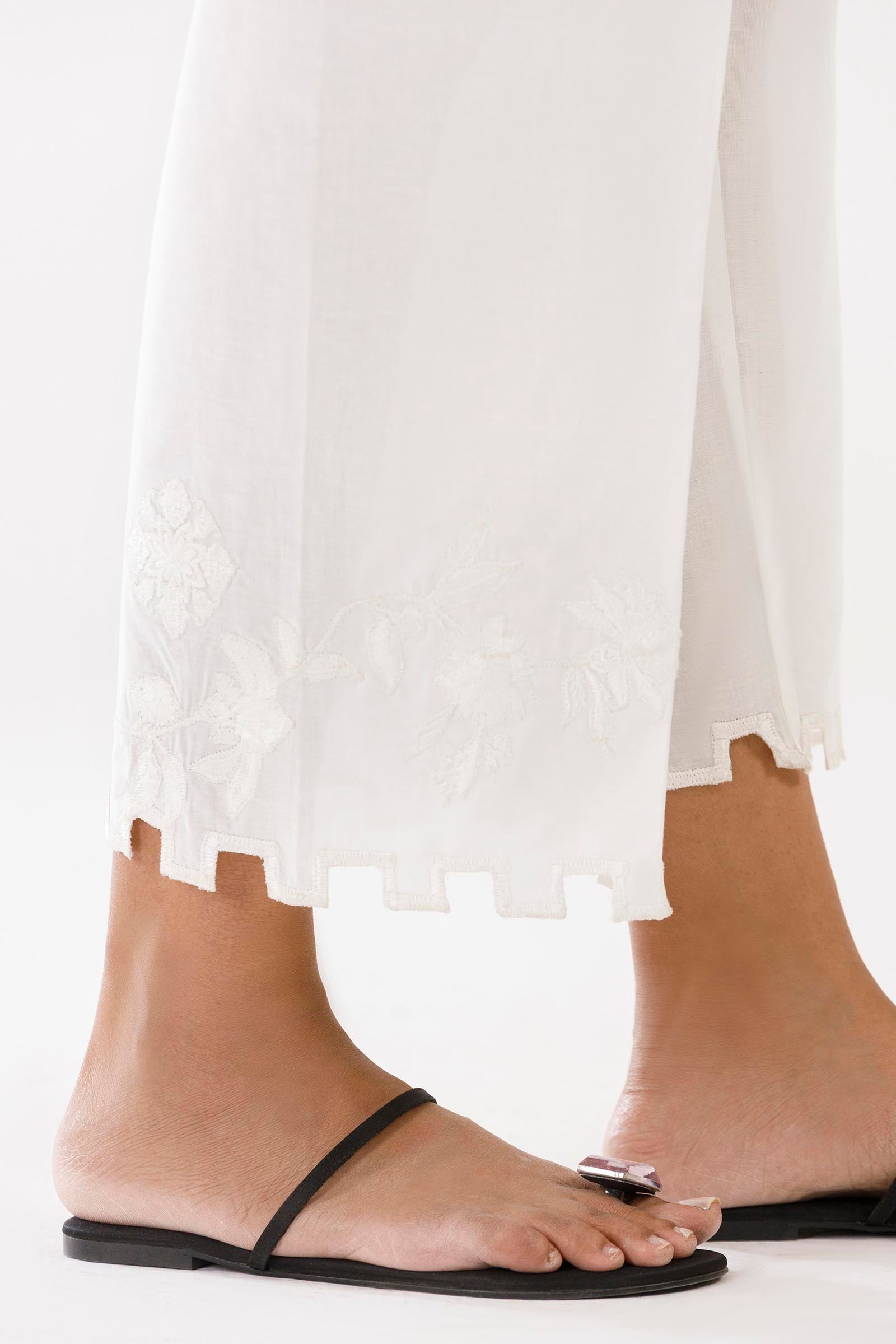 White Embroidered Lawn Culotte Secondary image