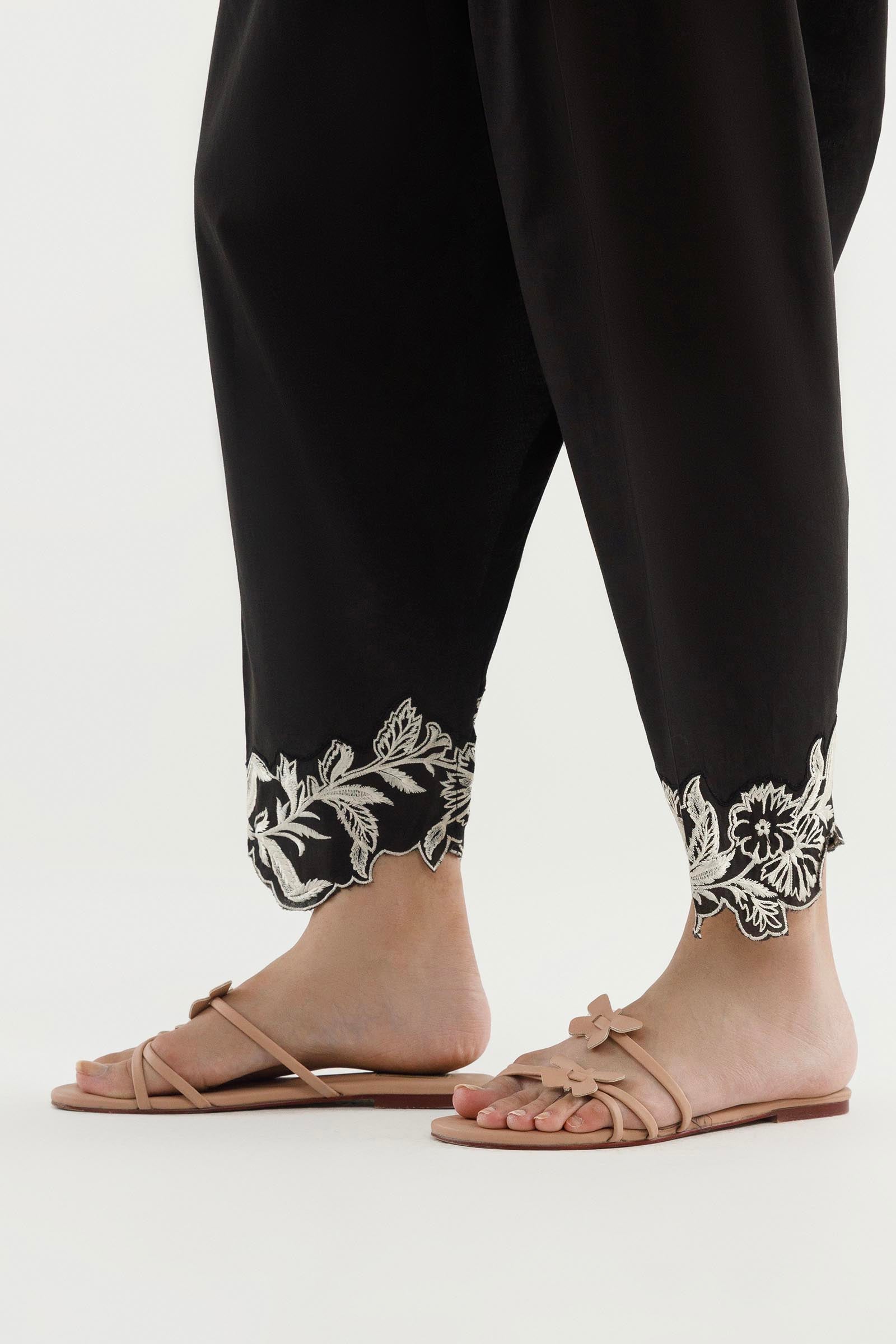 Stitched Embroidered Lawn Shalwar Secondary image