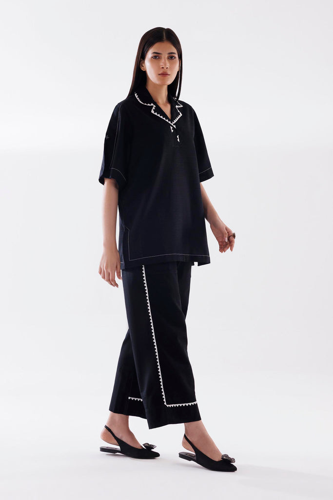Stitched Dyed Khaddar Shirt + Culotte