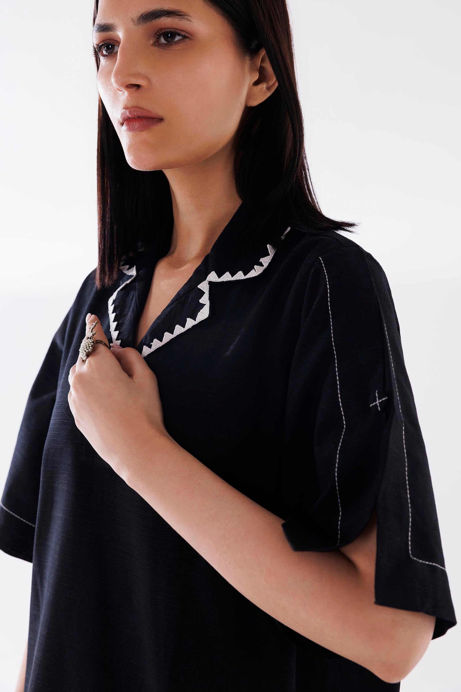 Stitched Dyed Khaddar Shirt + Culotte Secondary image