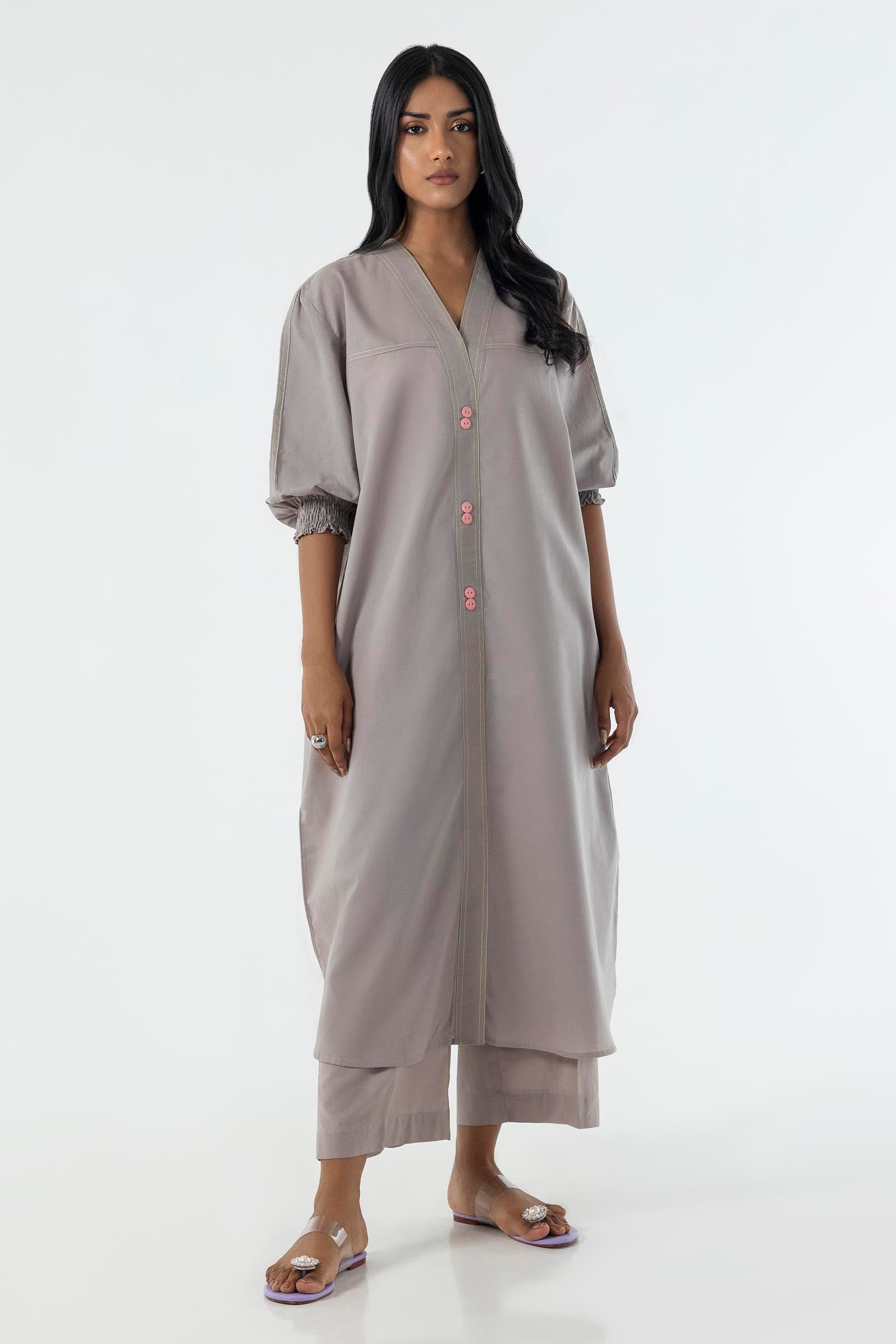 Stitched Grey Printed Shirt + Culotte