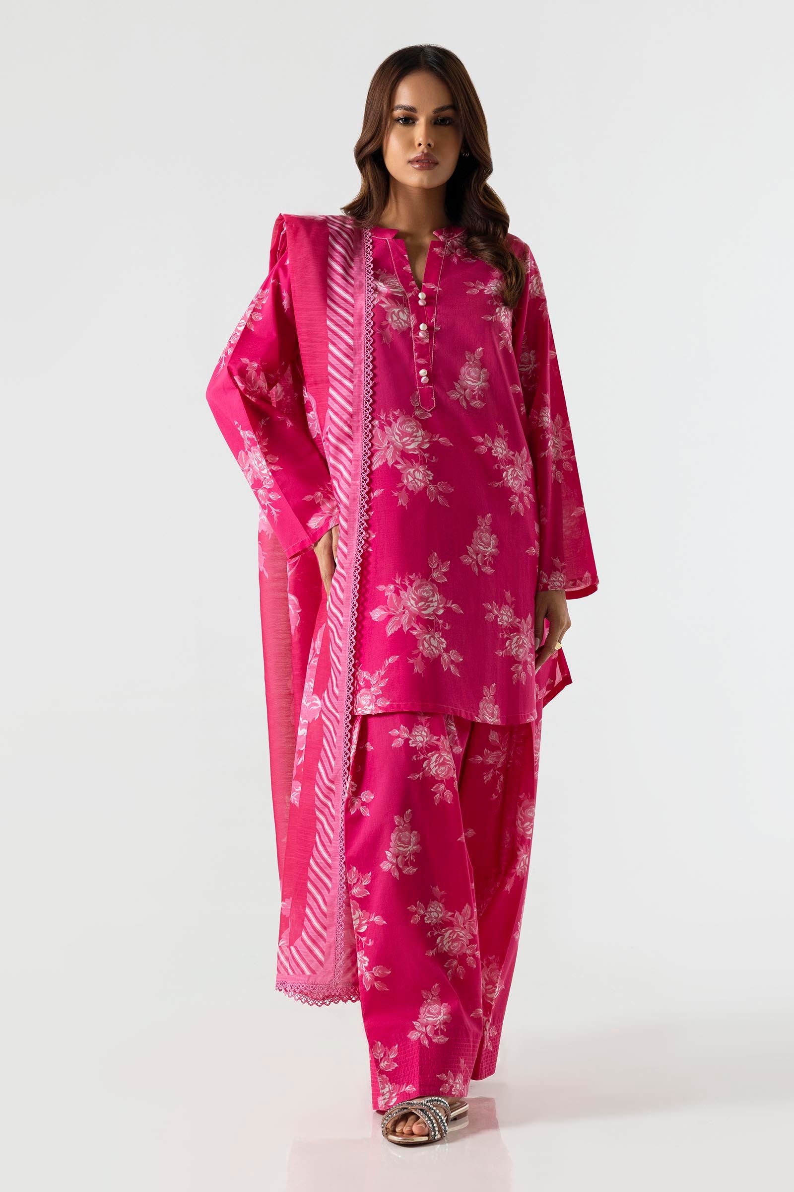 Stitched Basic Printed Shirt + Shalwar + Dupatta