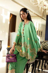 Stitched Embroidered Raw Silk Shirt+ Shalwar