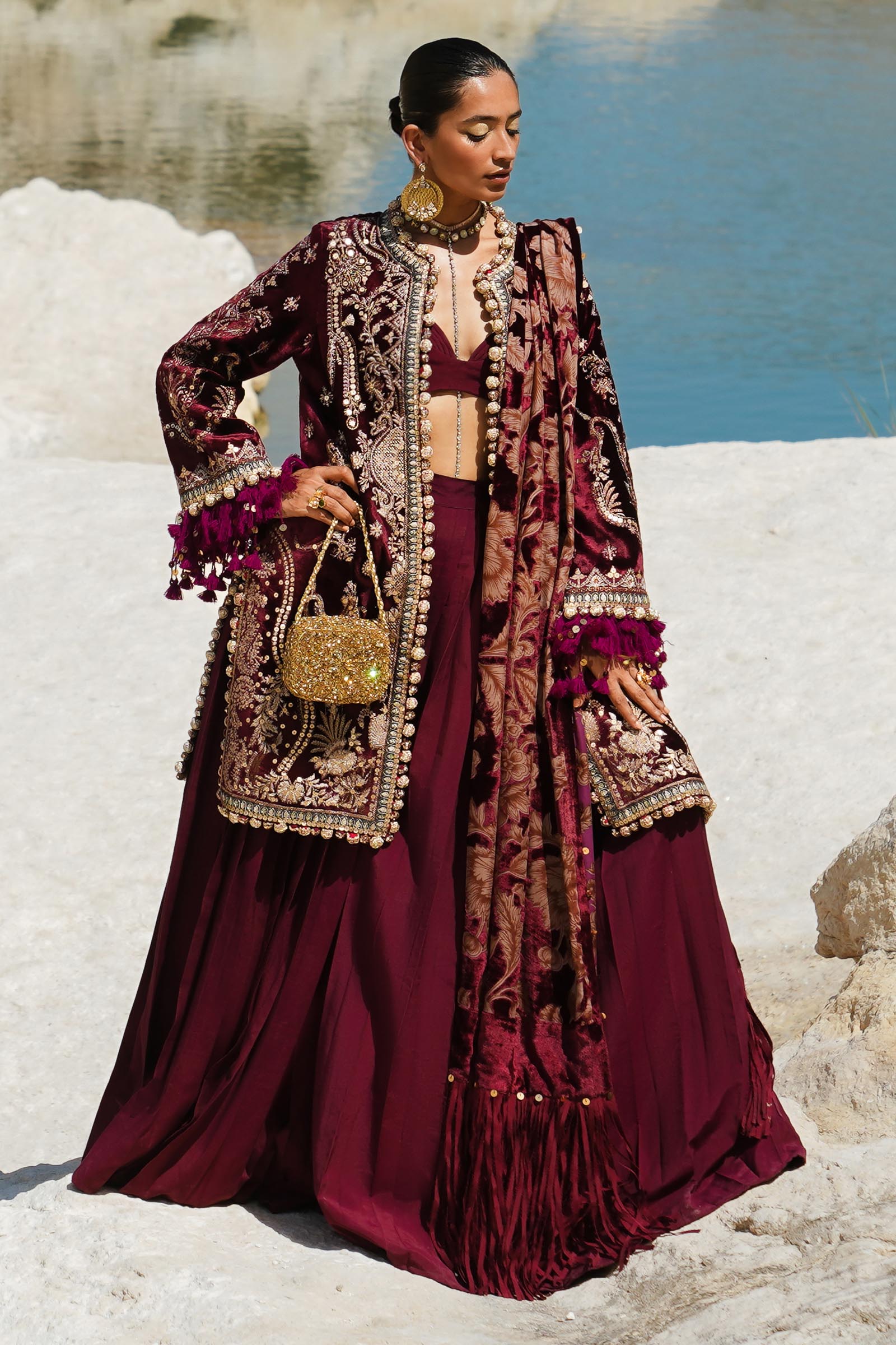 Unstitched 3 Piece Velvet Suit