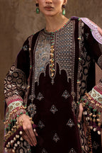 Unstitched Printed 3 Piece Velvet Suit