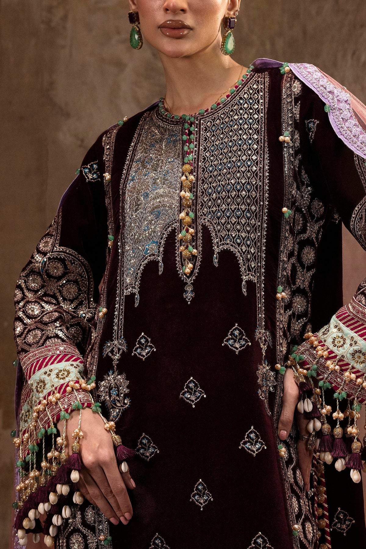 Unstitched Printed 3 Piece Velvet Suit