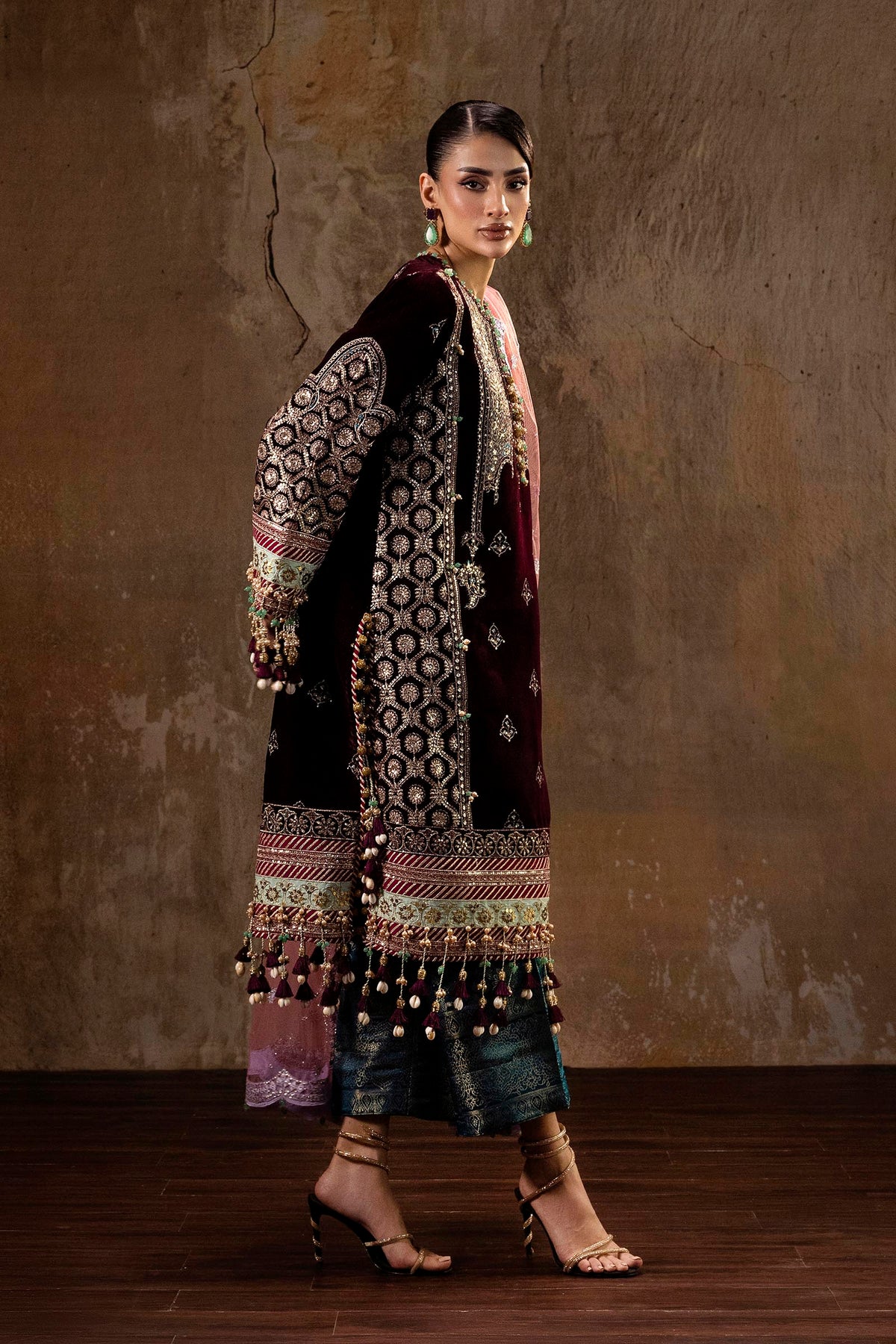 Unstitched Printed 3 Piece Velvet Suit