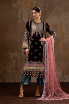 Unstitched Printed 3 Piece Velvet Suit