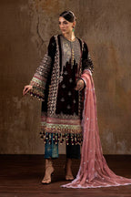 Unstitched Printed 3 Piece Velvet Suit