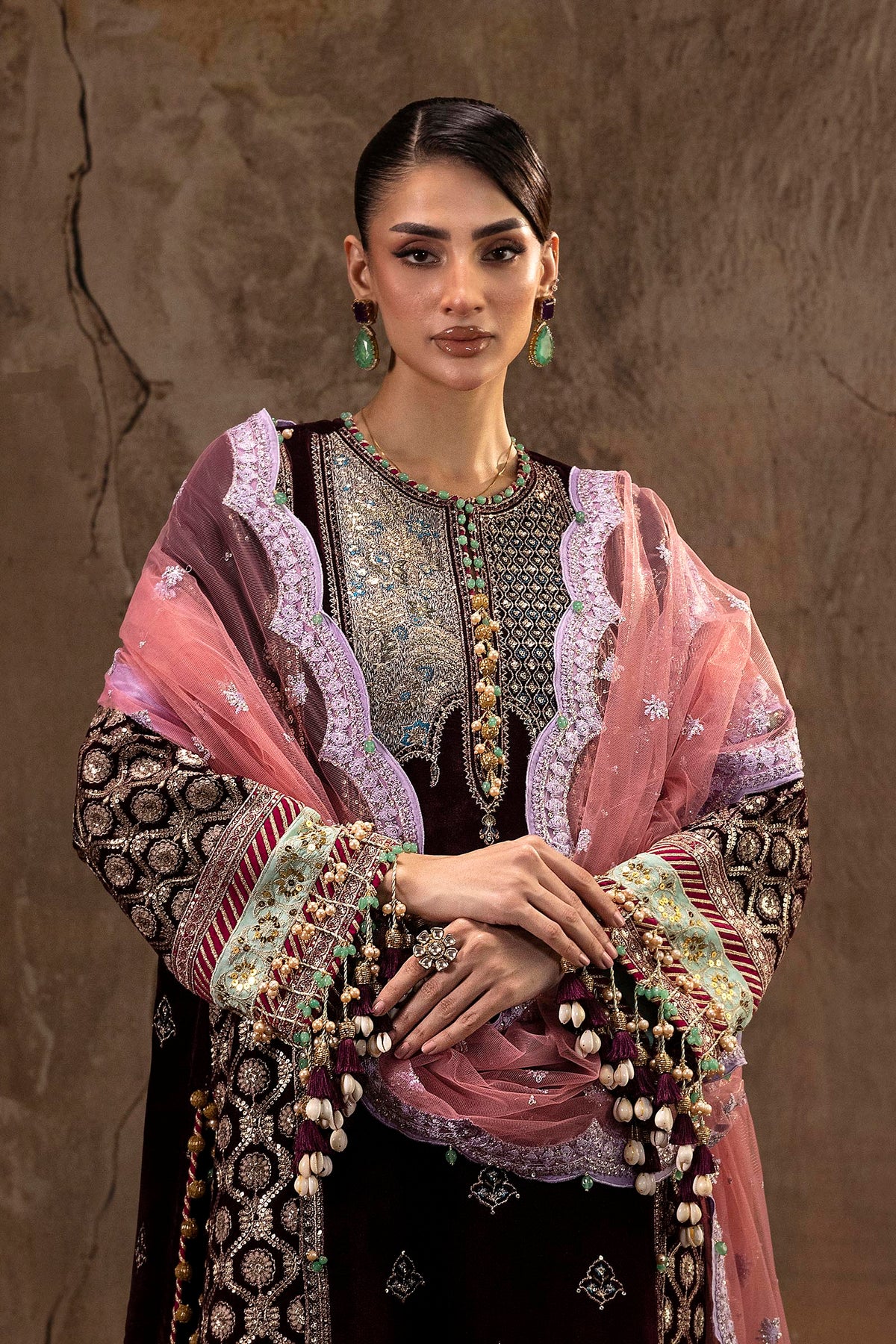 Unstitched Printed 3 Piece Velvet Suit
