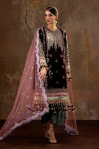 Unstitched Printed 3 Piece Velvet Suit