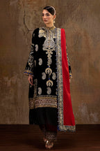 Unstitched Printed 3 Piece Velvet Suit