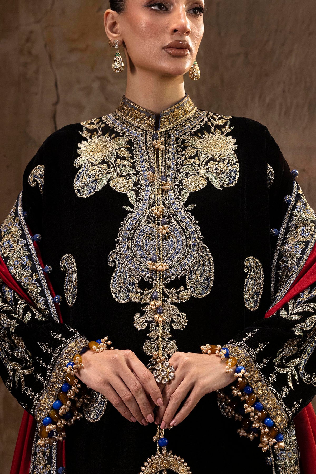 Unstitched Printed 3 Piece Velvet Suit