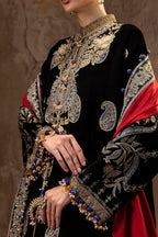 Unstitched Printed 3 Piece Velvet Suit