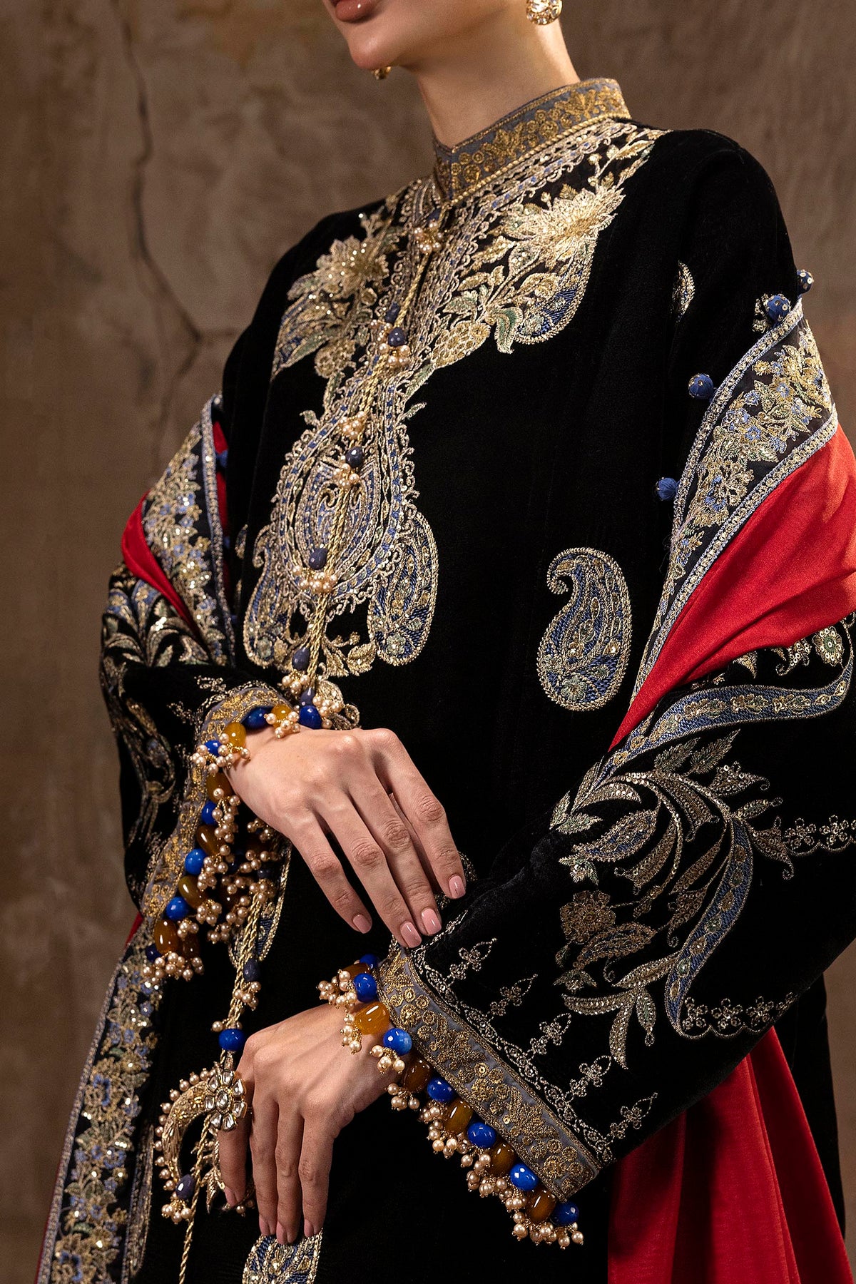 Unstitched Printed 3 Piece Velvet Suit