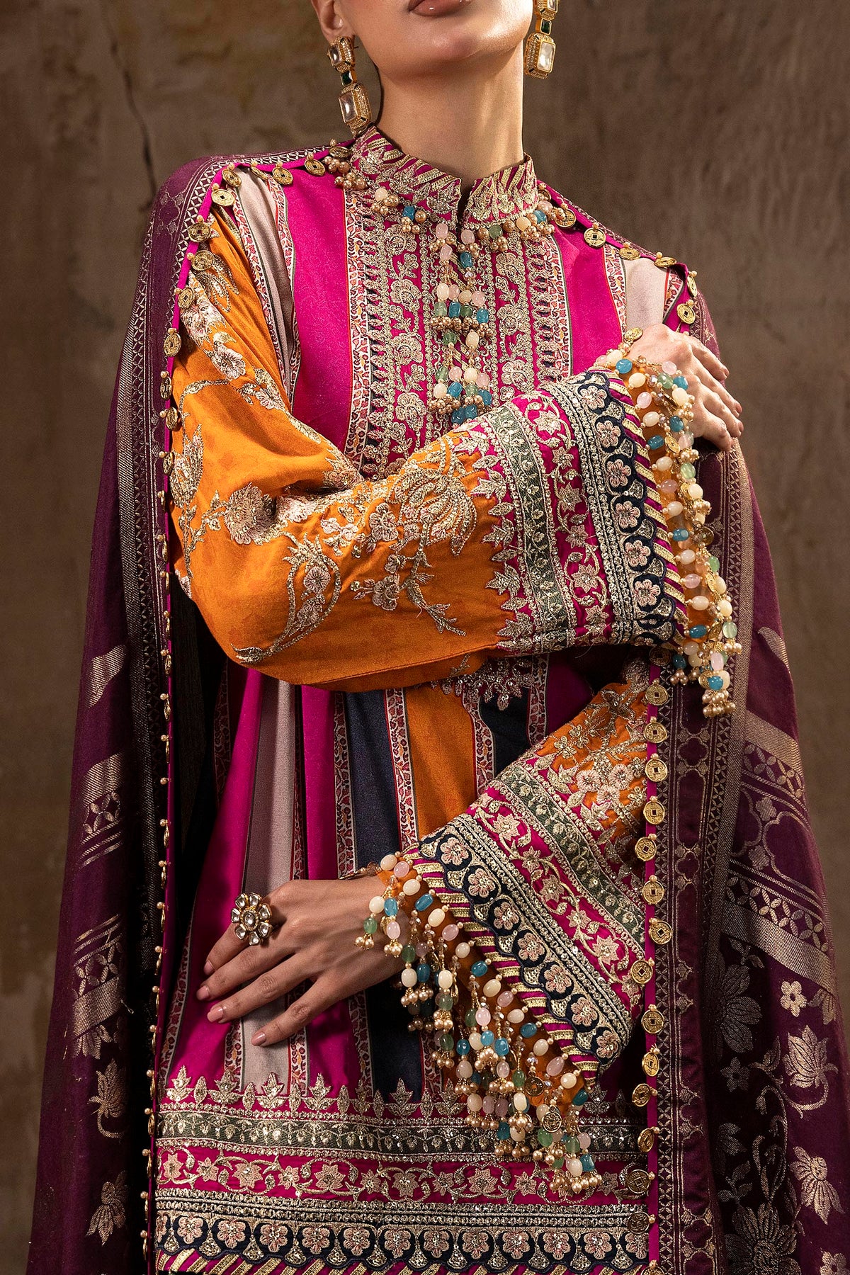 Unstitched Printed 3 Piece Oat Silk Suit