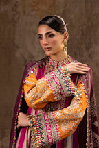 Unstitched Printed 3 Piece Oat Silk Suit