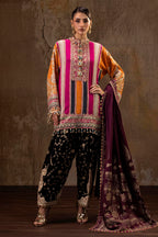 Unstitched Printed 3 Piece Oat Silk Suit