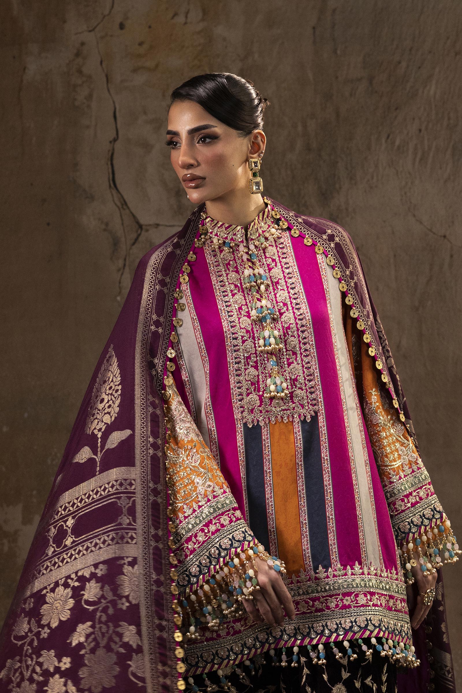 Unstitched Printed 3 Piece Oat Silk Suit Secondary image