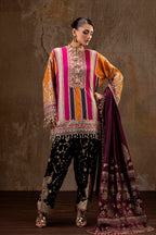 Unstitched Printed 3 Piece Oat Silk Suit